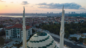 伊斯坦布尔清真寺日出延时航拍5秒视频