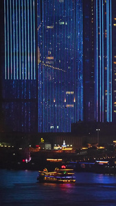 航拍城市夜景江景灯光秀庆祝建党100周年献礼表演素材城市素材视频
