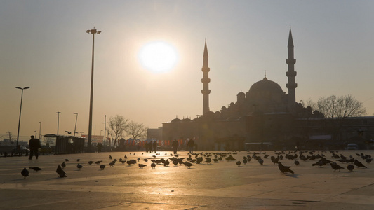 伊斯坦布尔蓝色清真寺日出视频