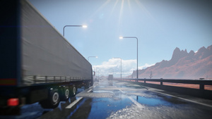打击沙漠山的高速公路交通移动相机20秒视频