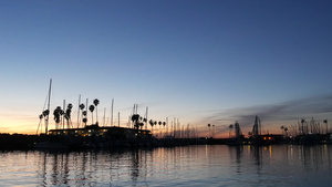 游艇帆船在码头港口暮色中的帆船桅杆美国加利福尼亚州10秒视频