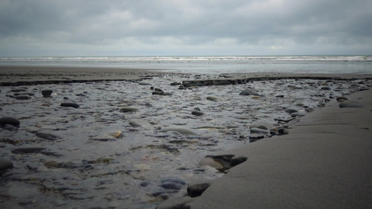 太平洋海岸小河水的迅速流淌沿着海滩奥林匹亚国家公园视频