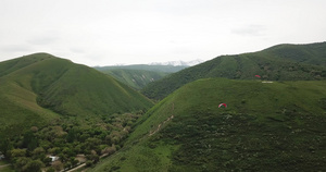 在山上滑翔绿地山8秒视频