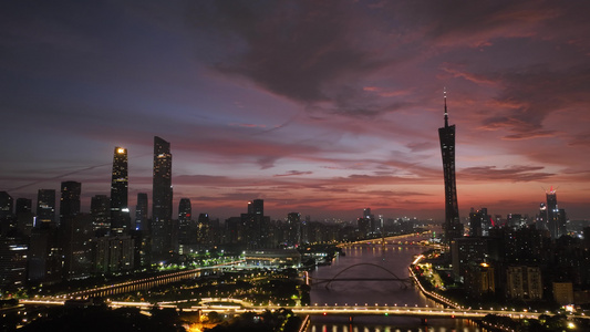 4k广州夜景航拍视频