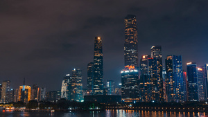 4K广州国际金融中心双子塔夜景商务建筑延时10秒视频