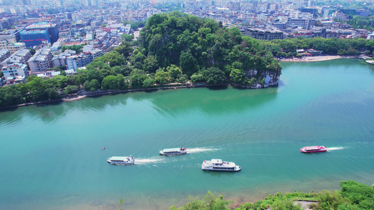 桂林象鼻山公园漓江风景区游客五点四k高画质视频