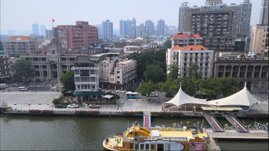 4k高清航拍广州珠江两岸城市建筑群视频