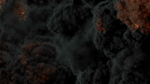 黑色背景4k的大规模火灾爆炸的实际计算机图形图纸表10秒视频