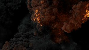 黑色背景的大规模现实消防爆炸的特殊效果千瓦7秒视频