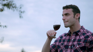 在葡萄园品尝红酒的人15秒视频