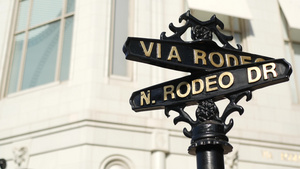 世界著名的罗迪欧大道标志十字街标志比佛利山庄的十字路口16秒视频
