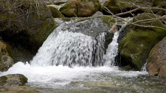 山涧溪流流水水资源森林视频