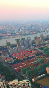 上海卢浦大桥两岸城市风光住宅区视频