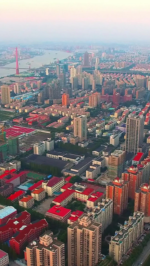 上海卢浦大桥两岸城市风光住宅区12秒视频
