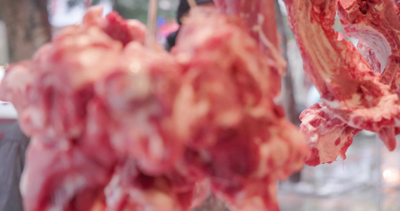 逛市场买卖猪肉摊位新鲜菜篮子  4k实拍视频