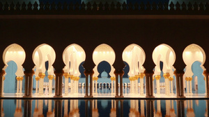 夜景下的谢赫扎耶德清真寺21秒视频