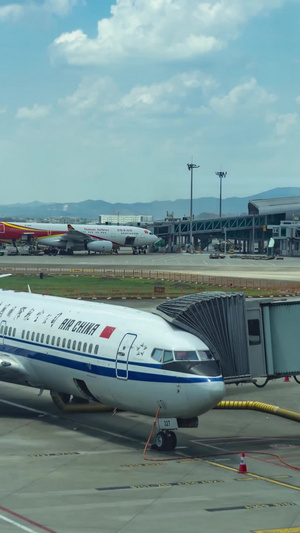 繁忙的广州白云机场实拍视频15秒视频