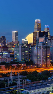 中秋团圆唯美月亮夜色北京国贸城里的月光视频