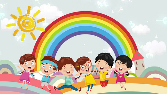 卡通可爱七色彩虹背景视频视频