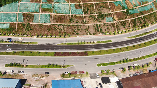 城市大道交通绿化俯拍视频[路至]视频