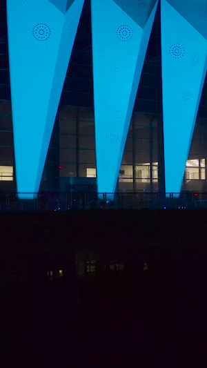 西安奥体中心夜景航拍西安奥林匹克体育中心88秒视频