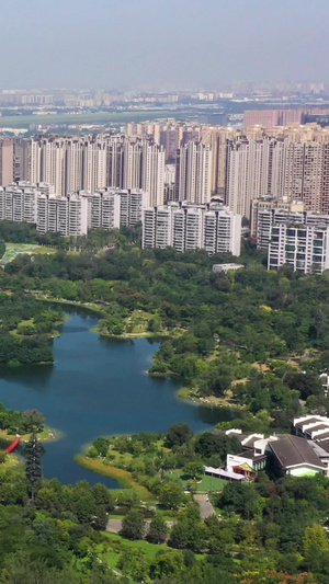 成都城市大型绿色项目锦城公园桂溪生态公园航拍素材城市公园90秒视频