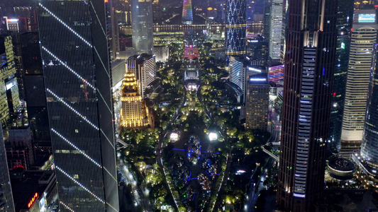 广州珠江新城夜景航拍视频