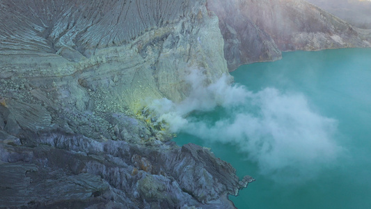 印尼IJen火山日出航拍视频视频