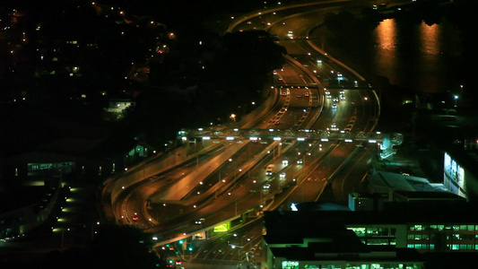 新西兰奥克兰夜间道路交通延时拍摄视频