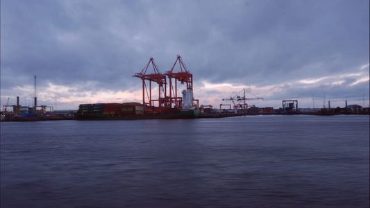 港口码头延时摄影视频
