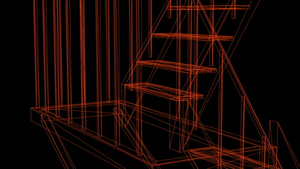 应急楼梯的电线框架3D翻动动画20秒视频