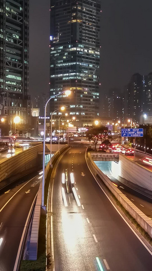 上海中环地道夜景延时视频地下通道14秒视频