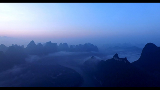 晨暮夏的桂林山水航拍全景视频