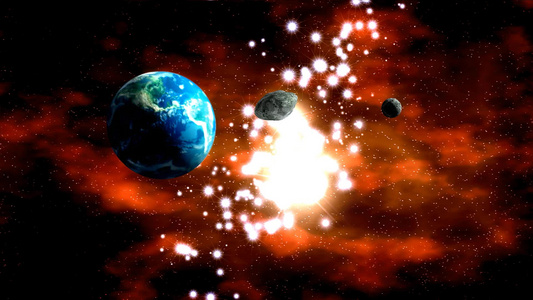 3D动画模拟小行星靠近地球视频
