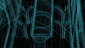 3d 工业建筑的电线框架模型17秒视频