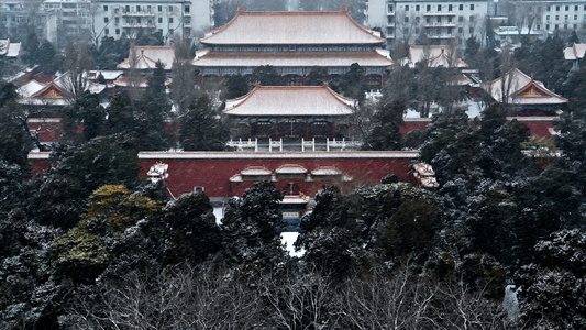 北京寿皇殿公园下雪视频