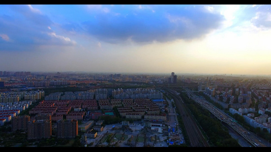 上海日出天际线航拍视频