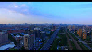 上海城市天际线清晨航拍15秒视频