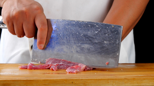 1分钟4K高清 厨师切肉画面 视频