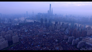 晨曦中的上海陆家嘴CBD航拍9秒视频
