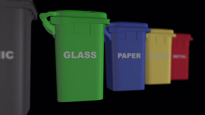 垃圾收集器6个容器玻璃塑料金属电子垃圾有机垃圾垃圾20秒视频