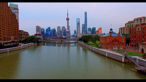 上海外白渡桥外滩源航拍3秒视频