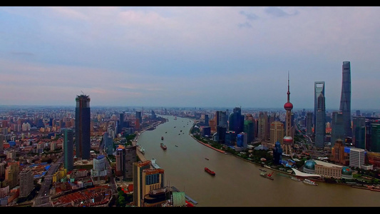 上海黄浦江两岸航拍视频