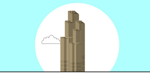 平板卡通风格的摩天大楼14秒视频