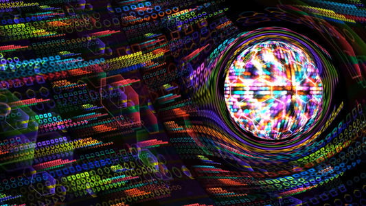 量子大质量重力浅蓝色核心和未来计算机动画抽象背景与视频