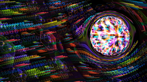 量子大质量重力浅蓝色核心和未来计算机动画抽象背景与20秒视频