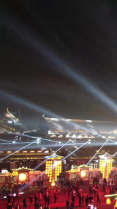 航拍古建筑灯会中国节视频