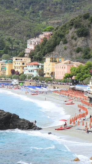 意大利地中海夏季海滨沙滩度假实拍视频合集太阳伞96秒视频
