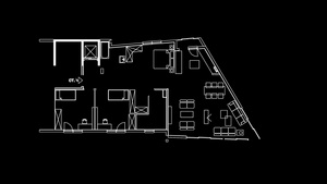 抽象建筑结房屋计划蓝图和建筑物线框架模型13秒视频