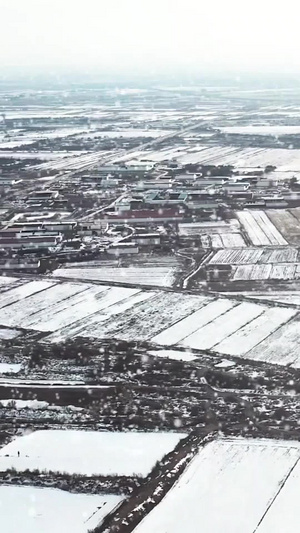 雪中航拍冬季乡村农田农田雪28秒视频